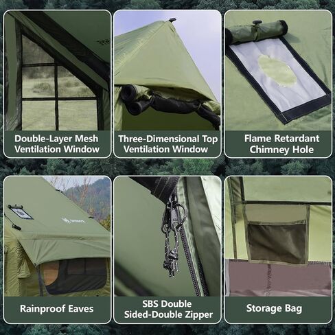 Inflatable Tents for Camping - Blow Up Tent with Stove Jack and Pump, Hot Cabin Tent House Easy Setup 4 Season Waterproof Oxford Glamping Air Tents for Adult 2/3/4 Person in Saudi Arabia