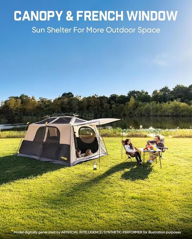 FanttikOutdoor Zeta C8/C10 Apex Camping Tent, 8/10 Person Instant Cabin Tent Setup in 60s, Family Tent with Carry Bag for Family Camping & Hiking, Waterproof, Upgraded Ventilation in Kuwait