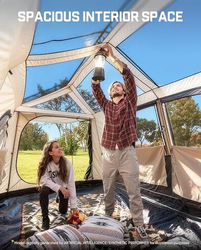 FanttikOutdoor Zeta C8/C10 Apex Camping Tent, 8/10 Person Instant Cabin Tent Setup in 60s, Family Tent with Carry Bag for Family Camping & Hiking, Waterproof, Upgraded Ventilation in Kuwait