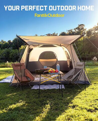 FanttikOutdoor Zeta C8/C10 Apex Camping Tent, 8/10 Person Instant Cabin Tent Setup in 60s, Family Tent with Carry Bag for Family Camping & Hiking, Waterproof, Upgraded Ventilation in Kuwait