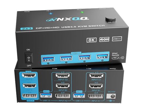 4K HDMI KVM Switch 4 Computers 1 Monitor, ANXQQ 4 Port KVM Switch EDID Function Share 4 USB 3.0 Ports for Use with Keyboard Mouse Printer, Included Wired Remote, Power Adapter, HDMI Cable, USB Cable in Kuwait