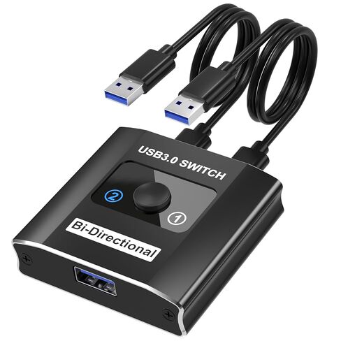 USB 3.0 Switch with 2 USB3.0 Cables, USB Switcher 1 in 2 Out/2 in 1 Out | Bi-Directional Aluminum USB Switcher 2 Computers Share Keyboard Mouse Printer, USB Splitter for Laptop in Saudi Arabia