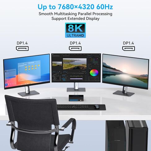 8K@60Hz KVM Switch 3 Monitors 2 Computers Displayport 4K@120Hz | DP KVM Switches Triple Monitor Dual Port for 2 PC/Laptops Share 4 USB 3.0 Ports Support Extended & Duplicate Display Mode in Saudi Arabia