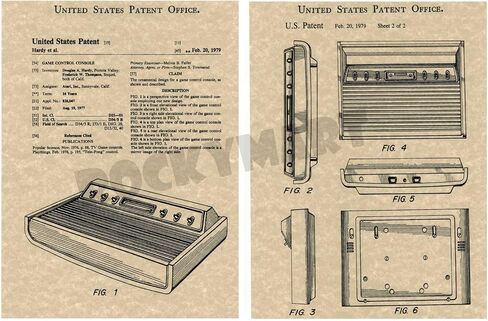 Rockymart 1979 Atari 2600 Video Game PATENT ART PRINT on Parchment Stock - Produced from Original US Patent File in Saudi Arabia