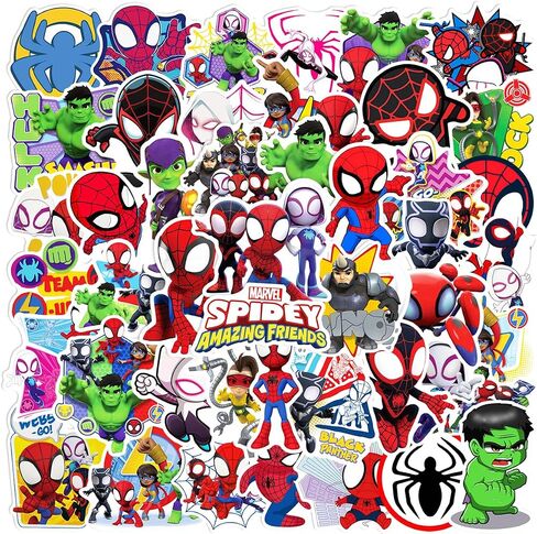 50pcs Spider-Man and His Amazing Friends Stickers for Water Bottles Superhero Stickers for Boys Teens Adults Waterproof Vinyl Stickers Theme Party Supplies (Rainbow) in Saudi Arabia