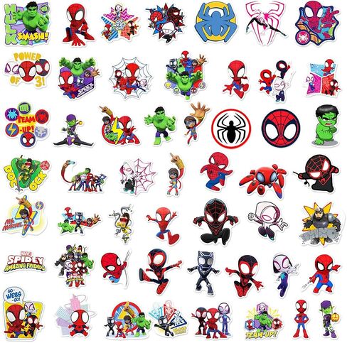 50pcs Spider-Man and His Amazing Friends Stickers for Water Bottles Superhero Stickers for Boys Teens Adults Waterproof Vinyl Stickers Theme Party Supplies (Rainbow) in Saudi Arabia