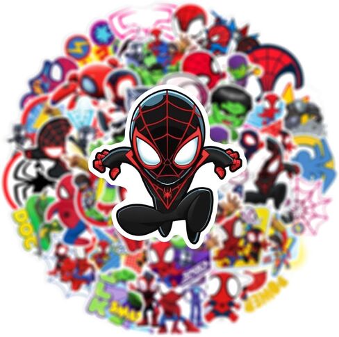 50pcs Spider-Man and His Amazing Friends Stickers for Water Bottles Superhero Stickers for Boys Teens Adults Waterproof Vinyl Stickers Theme Party Supplies (Rainbow) in Saudi Arabia
