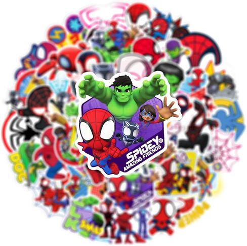 50pcs Spider-Man and His Amazing Friends Stickers for Water Bottles Superhero Stickers for Boys Teens Adults Waterproof Vinyl Stickers Theme Party Supplies (Rainbow) in Saudi Arabia