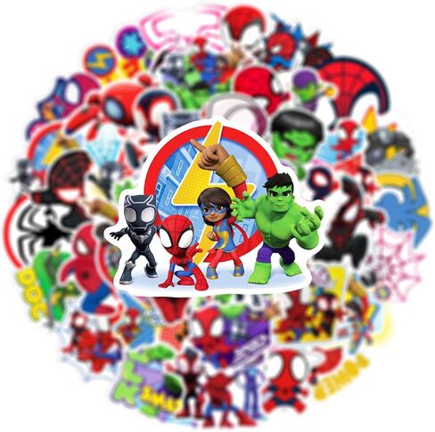 50pcs Spider-Man and His Amazing Friends Stickers for Water Bottles Superhero Stickers for Boys Teens Adults Waterproof Vinyl Stickers Theme Party Supplies (Rainbow) in Saudi Arabia
