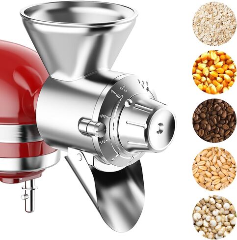 GVODE Grain Mill Attachment for KitchenAid Stand Mixer, Flour Mill | 9 Grind Levels for Wheat, Oats, Rice, Corn, Barley & Millet, Detachable Chamber with Brush Cleaning in Saudi Arabia
