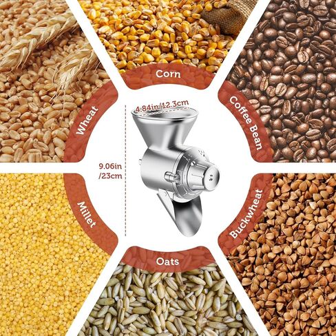 GVODE Grain Mill Attachment for KitchenAid Stand Mixer, Flour Mill | 9 Grind Levels for Wheat, Oats, Rice, Corn, Barley & Millet, Detachable Chamber with Brush Cleaning in Saudi Arabia