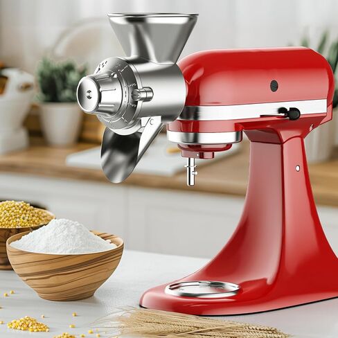 GVODE Grain Mill Attachment for KitchenAid Stand Mixer, Flour Mill | 9 Grind Levels for Wheat, Oats, Rice, Corn, Barley & Millet, Detachable Chamber with Brush Cleaning in Saudi Arabia