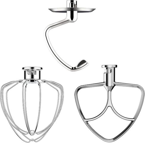 Mixer Attachments for KitchenAid 4.5-5 Qt Tilt-Head Stand Mixer | Dishwasher Safe Set with Wire Whip, Dough Hook and Flat Beater, Heavy Duty Replacement Accessories for Baking in Saudi Arabia
