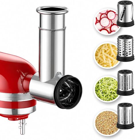 Stainless Steel Cheese Grater Attachment for KitchenAid Stand Mixer,4 Drum Blades for Slicing and Shredding Cheese & Vegetables,Dishwasher Safe Kitchen Prep Accessory for Salad Prep in Saudi Arabia