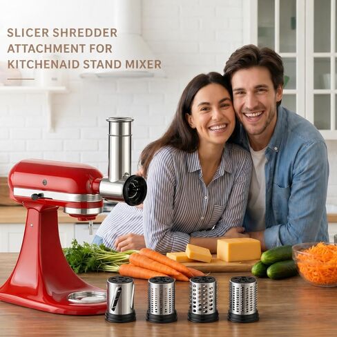 Stainless Steel Cheese Grater Attachment for KitchenAid Stand Mixer,4 Drum Blades for Slicing and Shredding Cheese & Vegetables,Dishwasher Safe Kitchen Prep Accessory for Salad Prep in Saudi Arabia