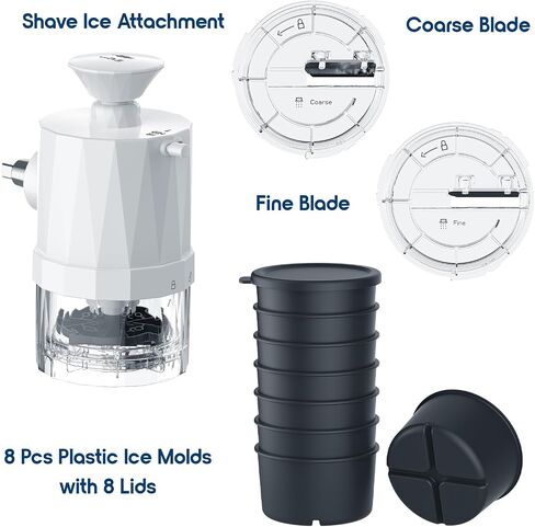 Shave Ice Attachment for Kitchenaid Stand Mixer | Shaved Ice Machine for Kitchen aid with Coarse and Fine Blades, 8 Ice Cube Molds, Snow Cone Maker in Saudi Arabia