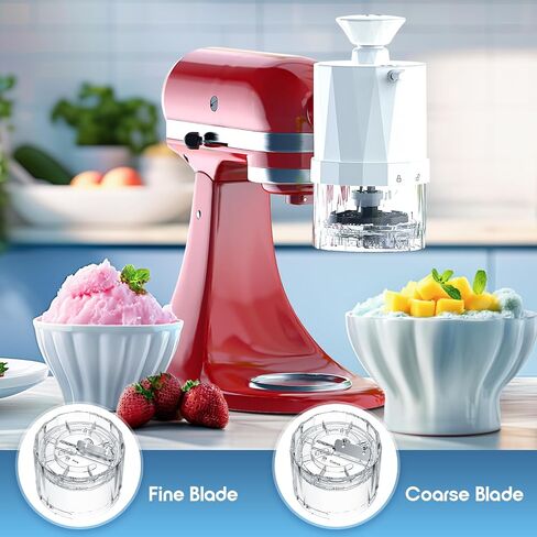 Shave Ice Attachment for Kitchenaid Stand Mixer | Shaved Ice Machine for Kitchen aid with Coarse and Fine Blades, 8 Ice Cube Molds, Snow Cone Maker in Saudi Arabia