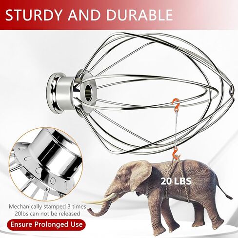 K45WW 6 Wire Whip Attachment for KitchenAid 4.5-5 QT Tilt-Head | Stainless Steel Whisk Attachment for KitchenAid Tilt-Head Stand Mixer. Dishwasher Safe. Replacement for K45WW in Saudi Arabia