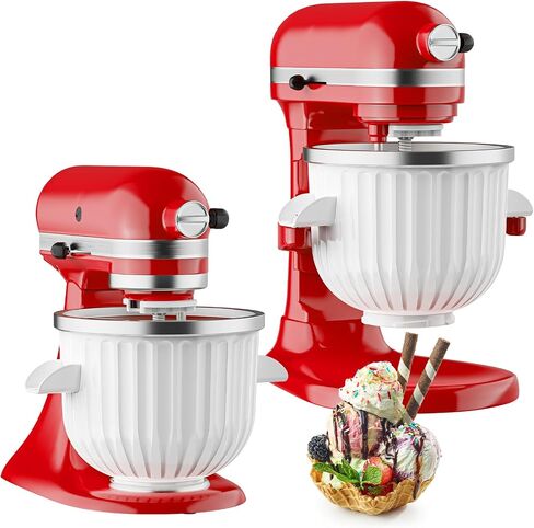Ice Cream Maker Attachment for KitchenAid Stand Mixer, 2 Qt Ice Cream Bowl | Fits 4.5Qt and Larger KitchenAid Stand Mixers, For Ice Cream, Frozen Yogurt, Sorbet & Gelato by Focollk in Saudi Arabia