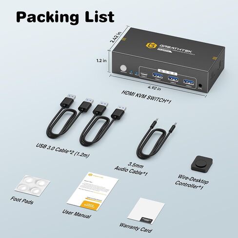 HDMI+Displayport KVM Switch 2 Monitors 2 Computers 8K@60HZ Dual Monitors KVM Switcher for 2 PC/Laptops Share Mouse Keyboard and 2 Screens,with USB3.0 Ports/Wired Controller EDID Adapative in Saudi Arabia