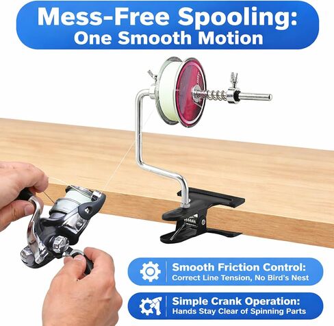 Fishing Line Spooler, Adjustable Stable Portable Fishing Line Spooler | Portable Table Reel Spooling Station with Clamp for Spinning, Baitcasting & Spincast Reels in Saudi Arabia