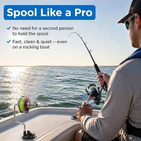 Fishing Line Spooler, Adjustable Stable Portable Fishing Line Spooler | Portable Table Reel Spooling Station with Clamp for Spinning, Baitcasting & Spincast Reels in Saudi Arabia