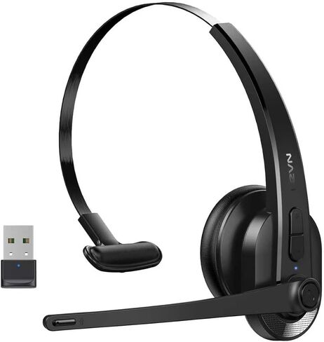 Wireless Headset with Mic for Work, Bluetooth Headset with Microphone(AI Noise Cancelling), Lightweight Comfortable with Mute Button Computer Headset with Microphone for PC/Office/Call Center/ Teams in Saudi Arabia