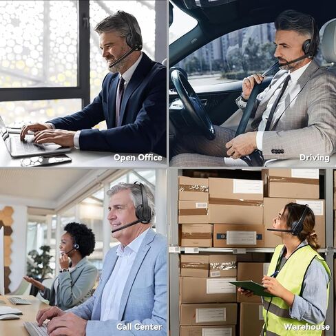 Wireless Headset with Mic for Work, Bluetooth Headset with Microphone(AI Noise Cancelling), Lightweight Comfortable with Mute Button Computer Headset with Microphone for PC/Office/Call Center/ Teams in Saudi Arabia