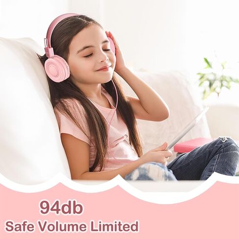 USB Type C On-Ear Kids Headphone for School, Wired Kids Headphones-Pink | 94 dB Volume Limiter USB C Wired On-Ear Headset for Kids/Toddlers/Children/Teens/Boys/Girls in Saudi Arabia