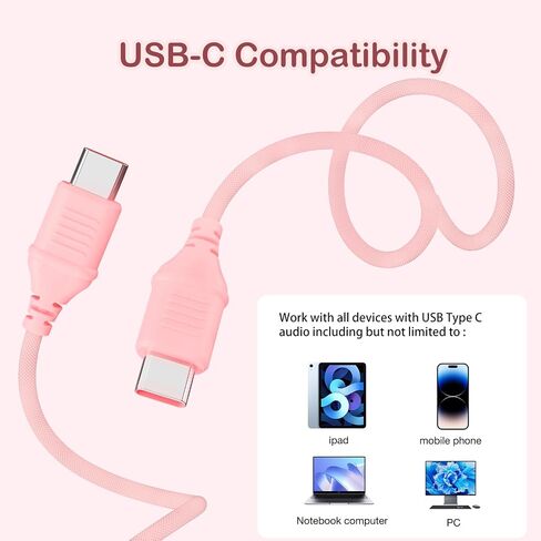 USB Type C On-Ear Kids Headphone for School, Wired Kids Headphones-Pink | 94 dB Volume Limiter USB C Wired On-Ear Headset for Kids/Toddlers/Children/Teens/Boys/Girls in Saudi Arabia