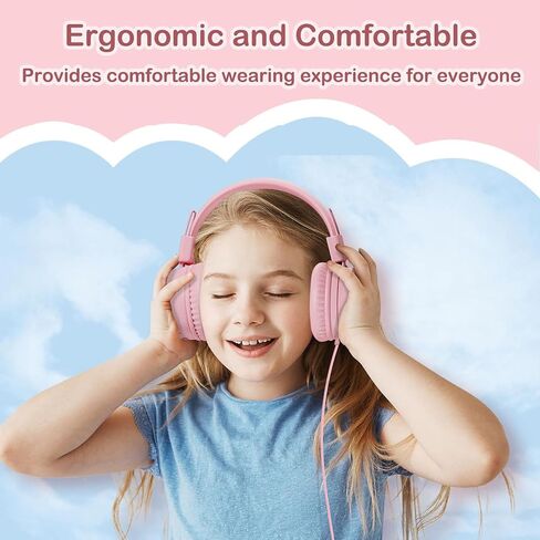 USB Type C On-Ear Kids Headphone for School, Wired Kids Headphones-Pink | 94 dB Volume Limiter USB C Wired On-Ear Headset for Kids/Toddlers/Children/Teens/Boys/Girls in Saudi Arabia