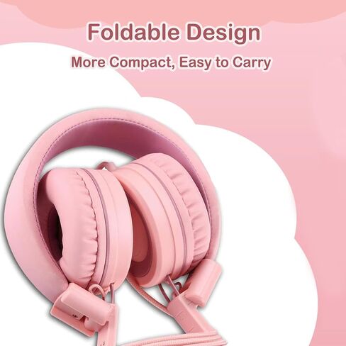 USB Type C On-Ear Kids Headphone for School, Wired Kids Headphones-Pink | 94 dB Volume Limiter USB C Wired On-Ear Headset for Kids/Toddlers/Children/Teens/Boys/Girls in Saudi Arabia