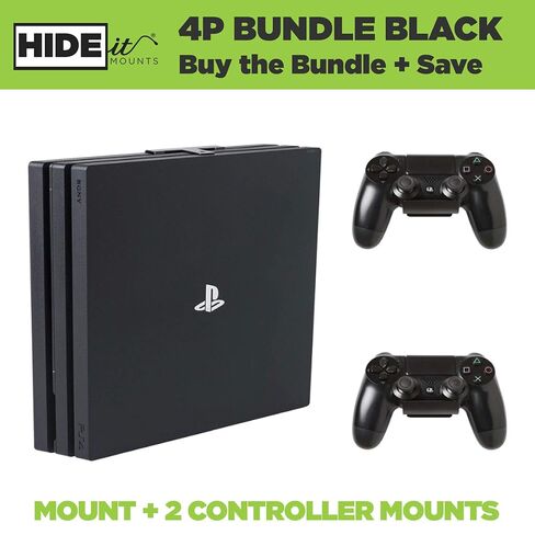 HIDEit Mounts 4P Bundle, Wall Mounts for PS4 Pro and Controller, Steel Wall Mount for PS4 Pro and 2 Controller Mounts to Safely Store Your PS4 Pro and PlayStation Controller Near or Behind TV in Saudi Arabia