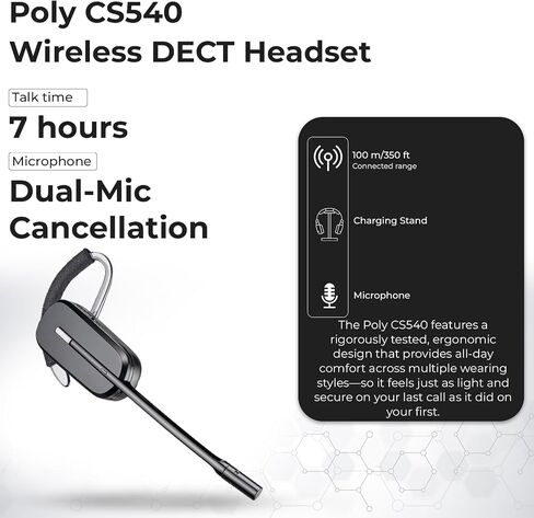 ANYHDD CS540 Wireless DECT Headset - Noise Canceling Microphone in Saudi Arabia