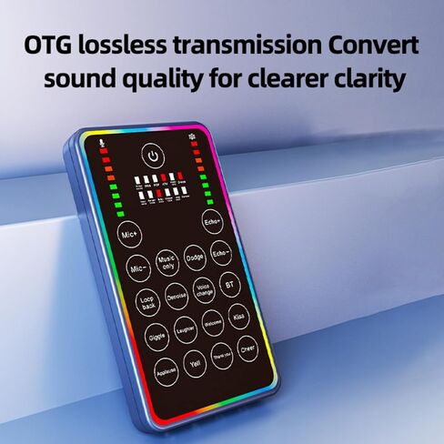 Portable Sound Card, Small Handheld Sound Card Set for Podcasting,HD Sound External Sound Card for Live Streaming/Karaoke/Gaming,Voice Changer Sound Card for Android/iOS/Windows in Saudi Arabia