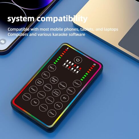Portable Sound Card, Small Handheld Sound Card Set for Podcasting,HD Sound External Sound Card for Live Streaming/Karaoke/Gaming,Voice Changer Sound Card for Android/iOS/Windows in Saudi Arabia