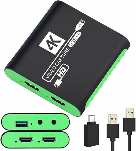 USB 3.0 Video Capture Card,1080P HDMI Recorder Game Capture Card for Windows/Mac OS,Compatible with Switch/PS5/PS4/Xbox/PC/Camera for OBS,Twitch,TikTok,YouTube Live Streaming and Recording in Saudi Arabia