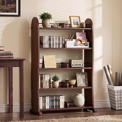 LELELINKY 5-Tier DVD Storage Cabinet, DVD Shelf and CD Rack, Walnut | Freestanding Media Shelf With Adjustable Dividers For CDs, Blu-Ray,Video Games And Books in Saudi Arabia