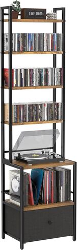 Arbuxzuy 6-Tier Wooden CD & Stereo Stand, Compact Audio Rack Cabinet | Game console shelf,Ideal for DVD players/Xbox,Space-saving tower design,6-tier storage for CDs/audio in Saudi Arabia
