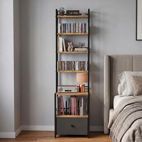 Arbuxzuy 6-Tier Wooden CD & Stereo Stand, Compact Audio Rack Cabinet | Game console shelf,Ideal for DVD players/Xbox,Space-saving tower design,6-tier storage for CDs/audio in Saudi Arabia