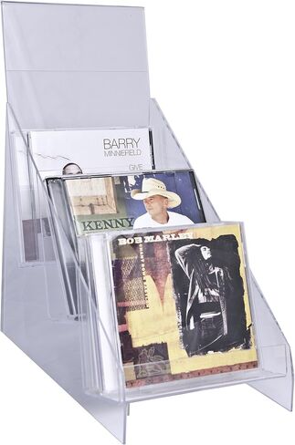 Clear-Ad - CD-01 - Vertical Plastic Desktop CD Display Rack - Standing Countertop Acrylic One Tier Compact Disk Holder (Pack of 2) in Saudi Arabia