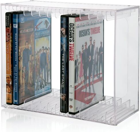 منظم أقراص DVD من البلاستيك الشفاف القابل للتكديس من STORi مع أقدام مطاطية | حامل مستطيل مثالي لغرفة المسرح | يحمل ما يصل إلى 14 حافظة DVD قياسية | صنع في الولايات المتحدة الأمريكية (عبوة من 3 قطع) in Kuwait