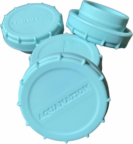 AquaNation Dew Cap Replacement - 55mm Snap On Crown Top Fit 3 & 5 Gallon Water Bottles Snug & Tight Leak Proof Reusable BPA-Free Jug Lids (4 Dew Caps) in Saudi Arabia