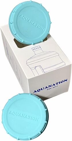 AquaNation Dew Cap Replacement - 55mm Snap On Crown Top Fit 3 & 5 Gallon Water Bottles Snug & Tight Leak Proof Reusable BPA-Free Jug Lids (4 Dew Caps) in Saudi Arabia
