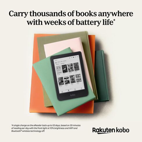 Kobo Clara BW Black eReader & Black SleepCover Bundle | 6" Glare-Free Touchscreen with ComfortLight PRO | Dark Mode Option | Waterproof | Built-in-2-Way Stand Cover in Saudi Arabia