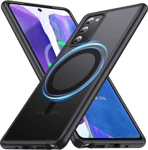 for Samsung Galaxy Note 20 Ultra Case with MagSafe | [Adjustable Kickstand][Charge While Standing][Military Shockproof] Translucent Matte Soft Silicone Bumper Phone Case,Black in Saudi Arabia