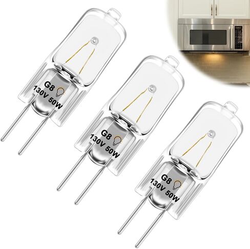 5 Pack WB08X10057 Microwave Light Bulb for GE Microwave Oven, G8 130V 50W | G8 Bi-Pin Halogen Under Microwave Light Bulb, Over Stove Replacement Light, Replaces WB08X10051 AP4369133 in Saudi Arabia