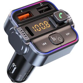 Bluetooth FM Transmitter for Car PD 30W & QC3.0 Fast Charging | Dual Mics Hands-Free Calling, Bluetooth Car Radio Adapter HiFi Bass Sound & Ambient Light, Support USB Drive in Saudi Arabia