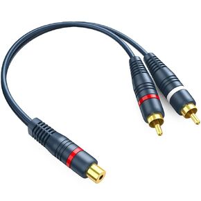 RCA Splitter 1 Female to 2 Male 2 Pack, RCA Y Splitter Audio Cable Split | Dark Blue Adapter 8 inch for TV Subwoofer Car Stereo Speaker Amplifer in Kuwait