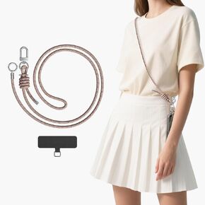 Adjustable Anti-Theft Phone Lanyard Crossbody with 2 Tabs, 14-29.1“ Slim Strap for iPhone & Samsung, Premium Metal Buckle & Skin-Friendly Rope, Multi-Color for Travel & Daily Fashion (C-Pink) in Saudi Arabia